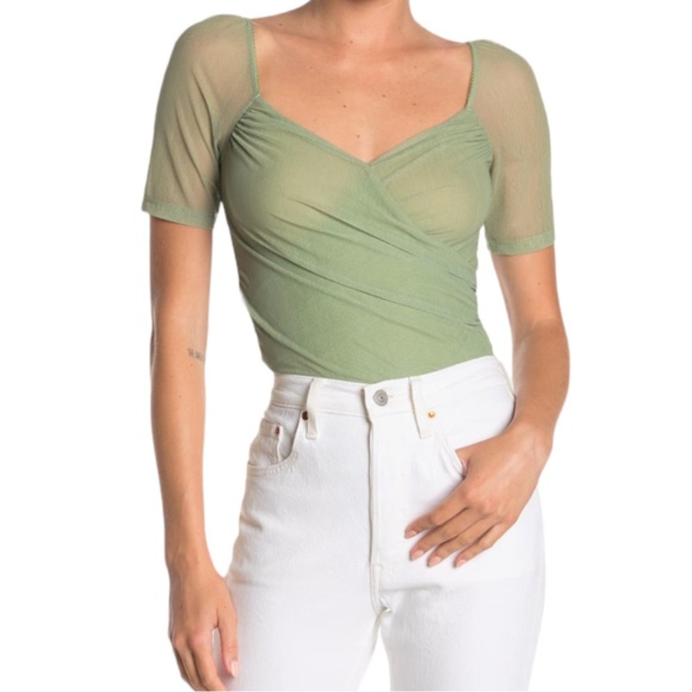 Elodie‎ Sheer Cross Front Mesh Bodysuit